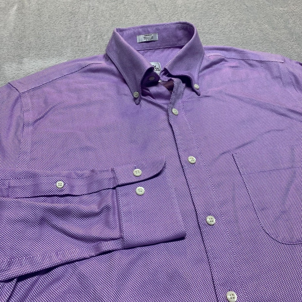 Peter Millar Nano Luxe‎ Men's M Textured Twill Purple Dress Shirt Easy Care